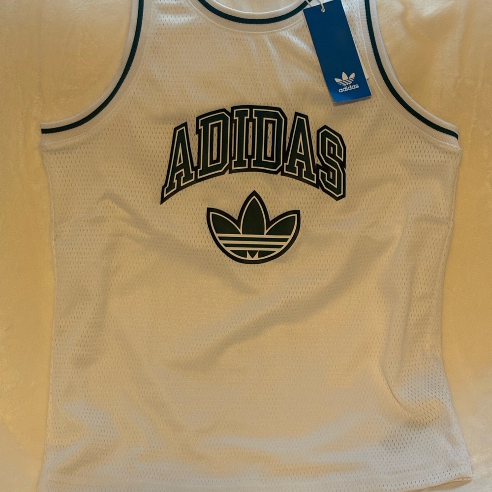 Adidas White Mesh Jersey with Black Logo